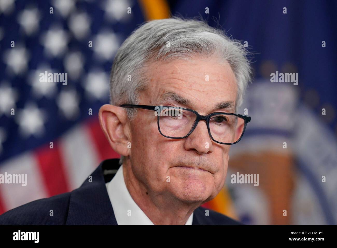Federal Reserve Board Chair Jerome Powell speaks during a news ...