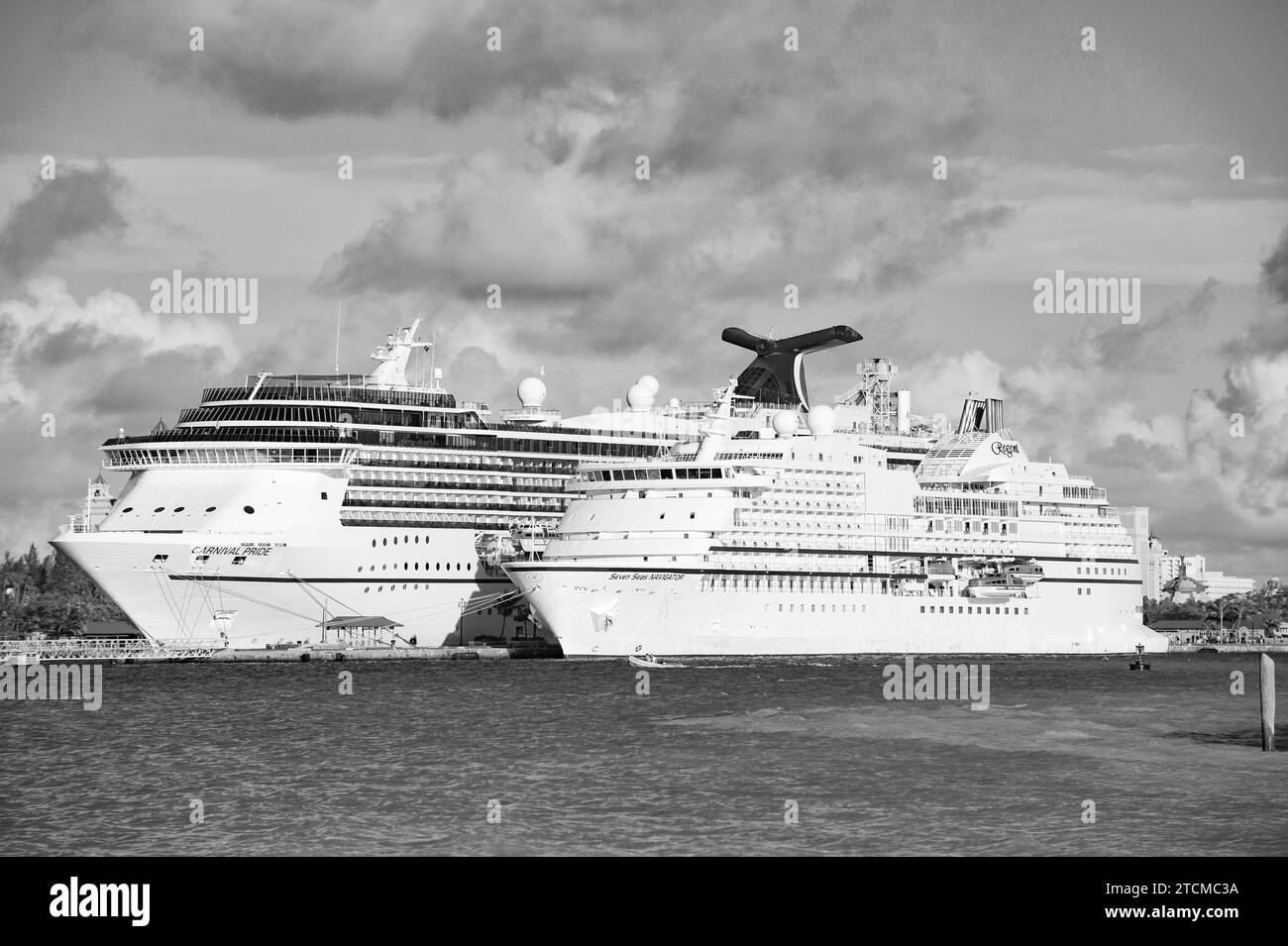Nassau, Bahamas - January 07, 2016: terrific white cruise ship for tour