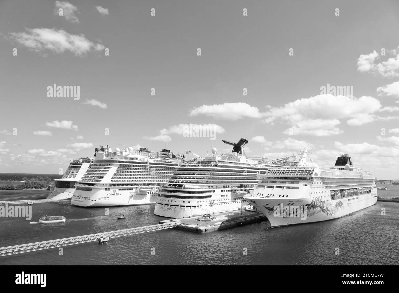 Nassau, Bahamas - Februay 18, 2016: four terrific cruise ship for tour