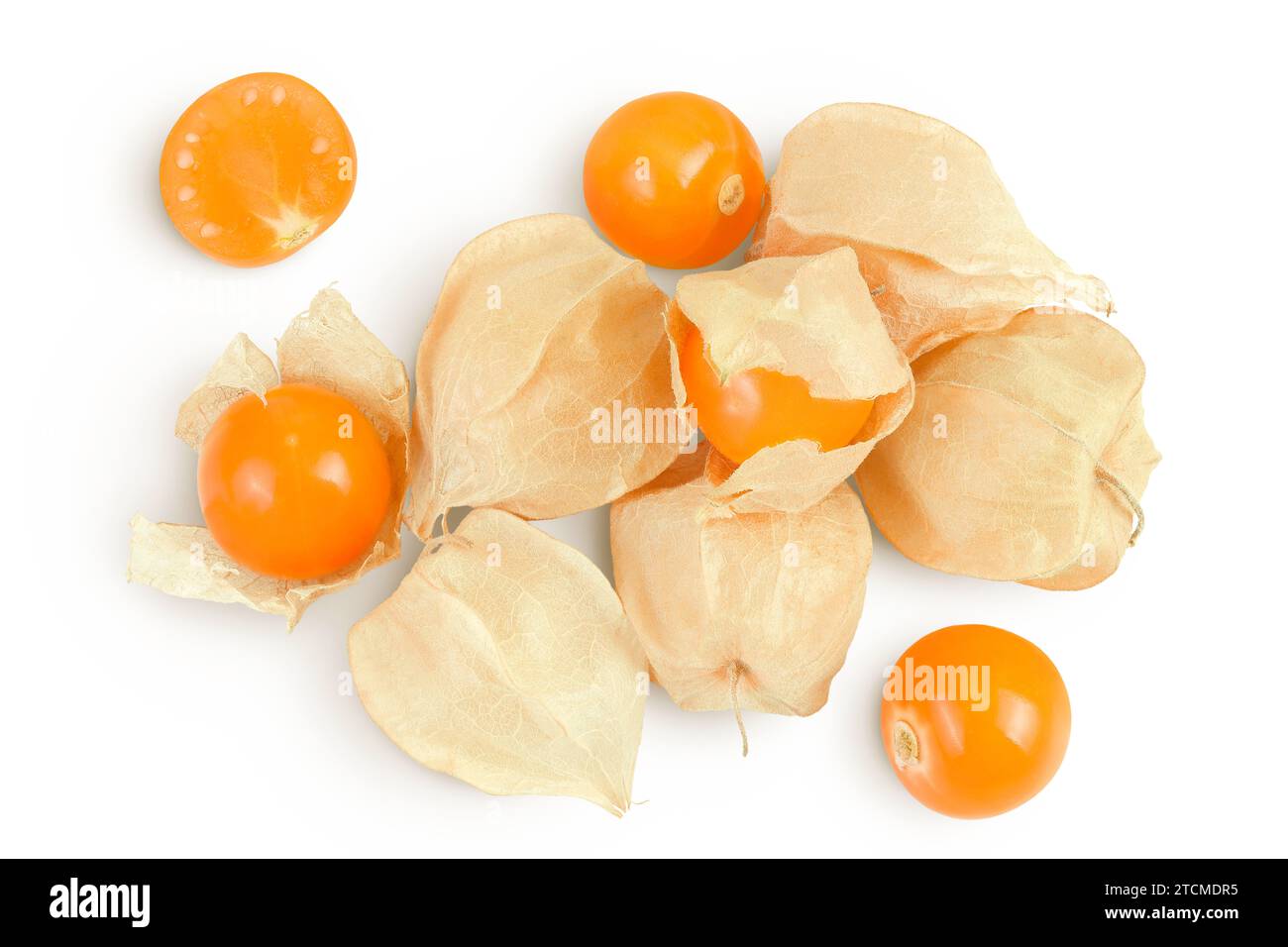 Cape gooseberry or physalis isolated on white background wit full depth ...