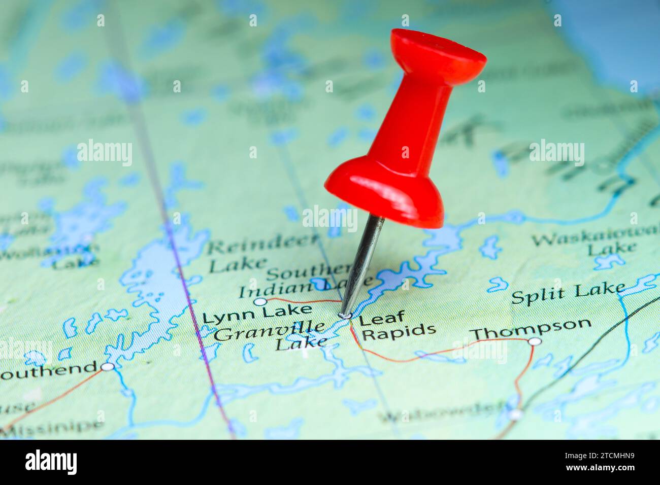 Leaf Rapids, Canada pin on map Stock Photo Alamy