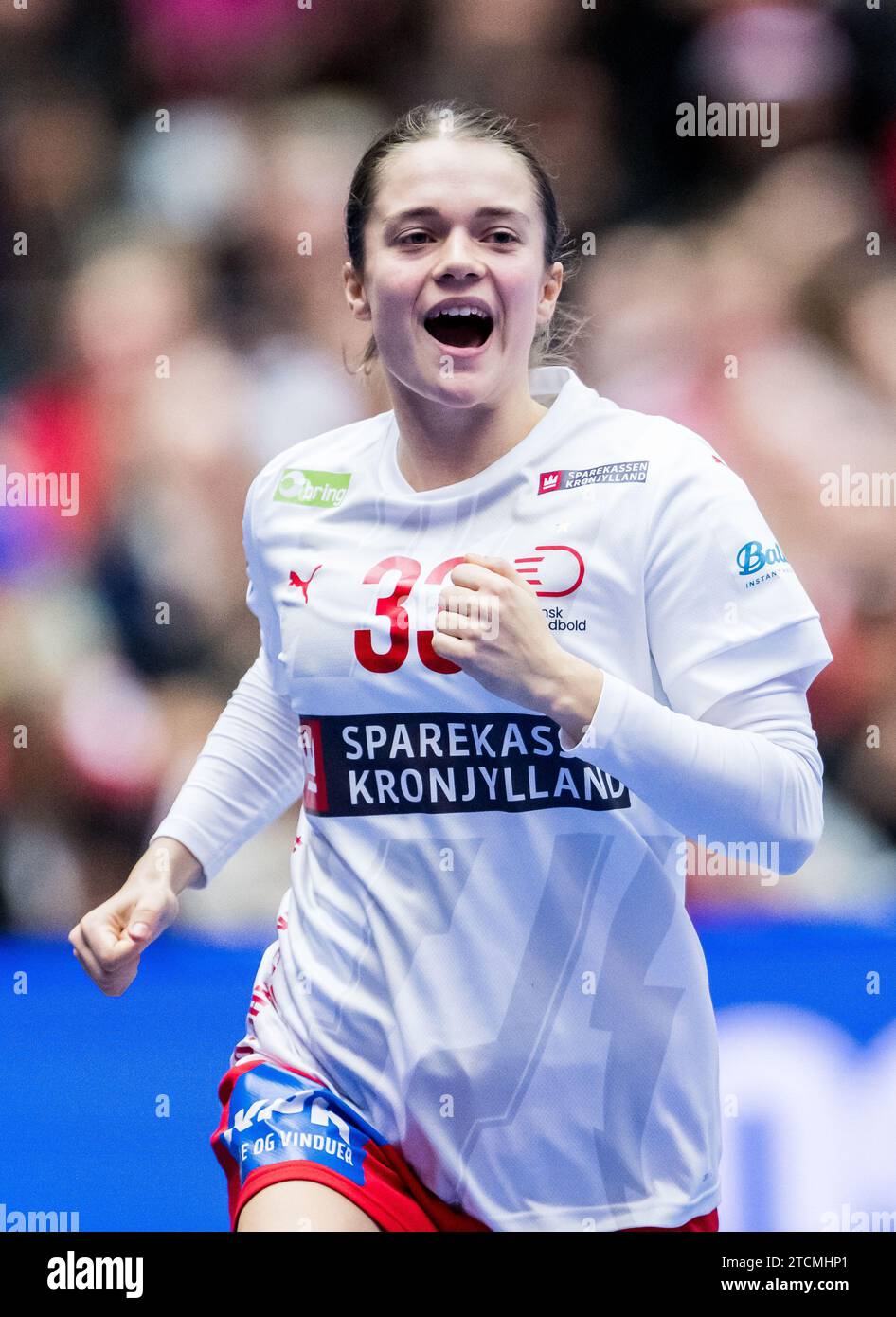 Emma Cecile Uhrskov Friis of, Denmark. , . celebrates during the IHF