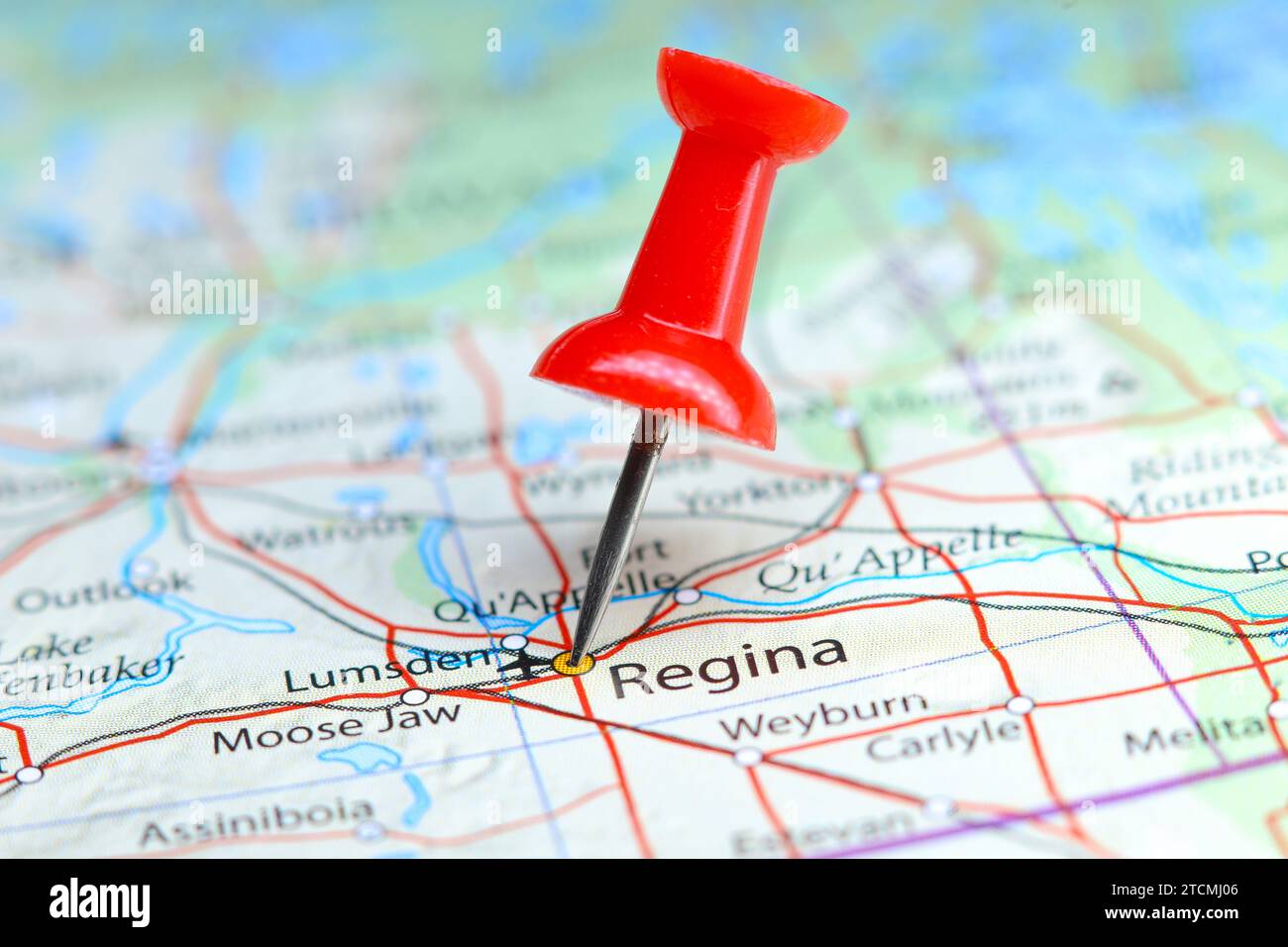 Regina, Canada pin on map Stock Photo Alamy