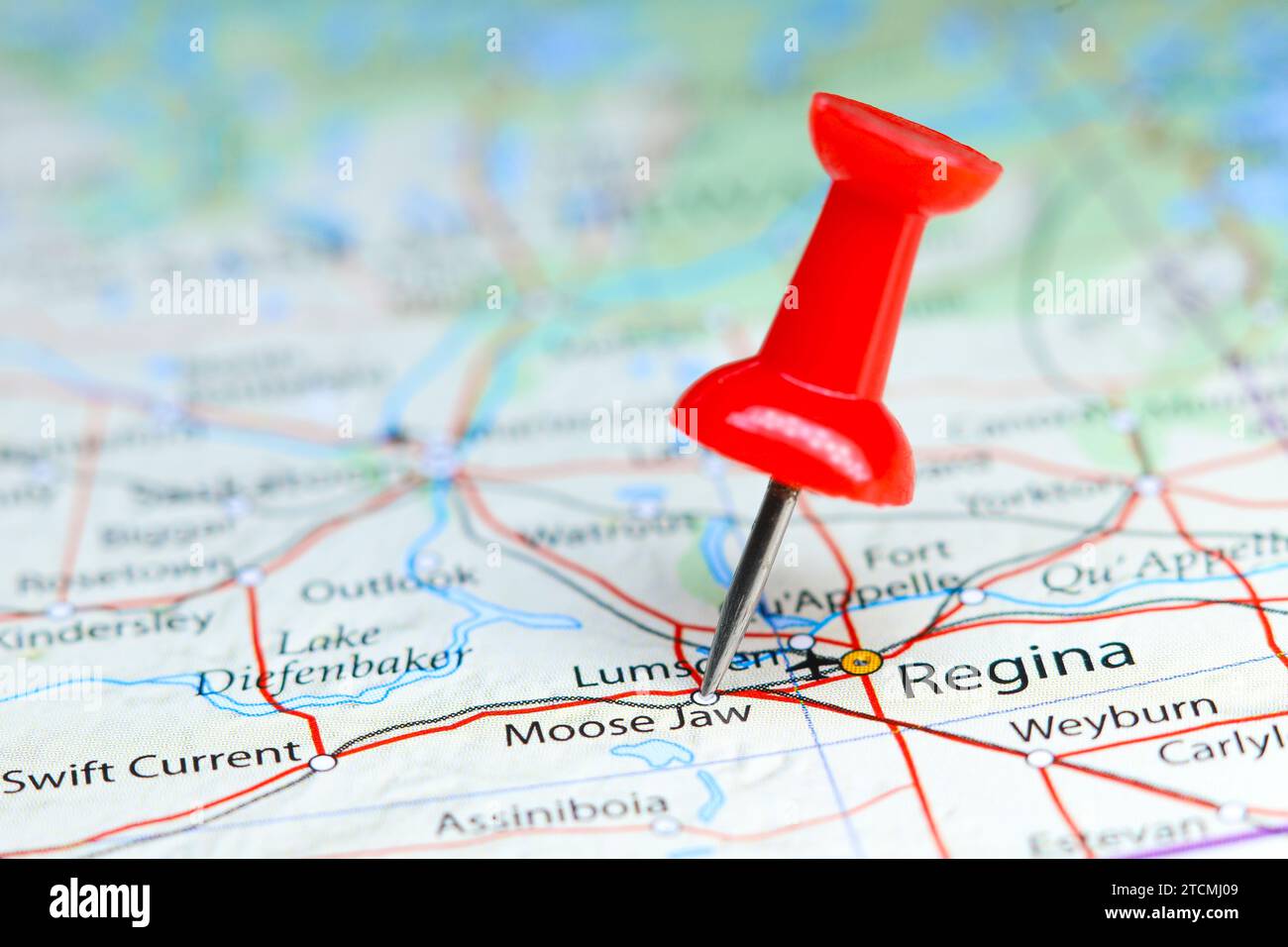 Moose Jaw, Canada pin on map Stock Photo Alamy