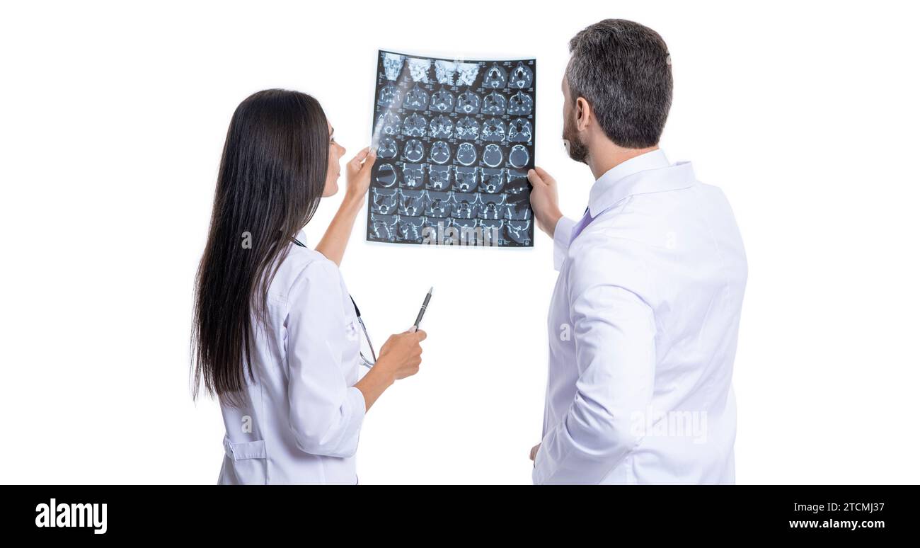 medical diagnosis. Diagnosis and treatment. two doctor hold xray making