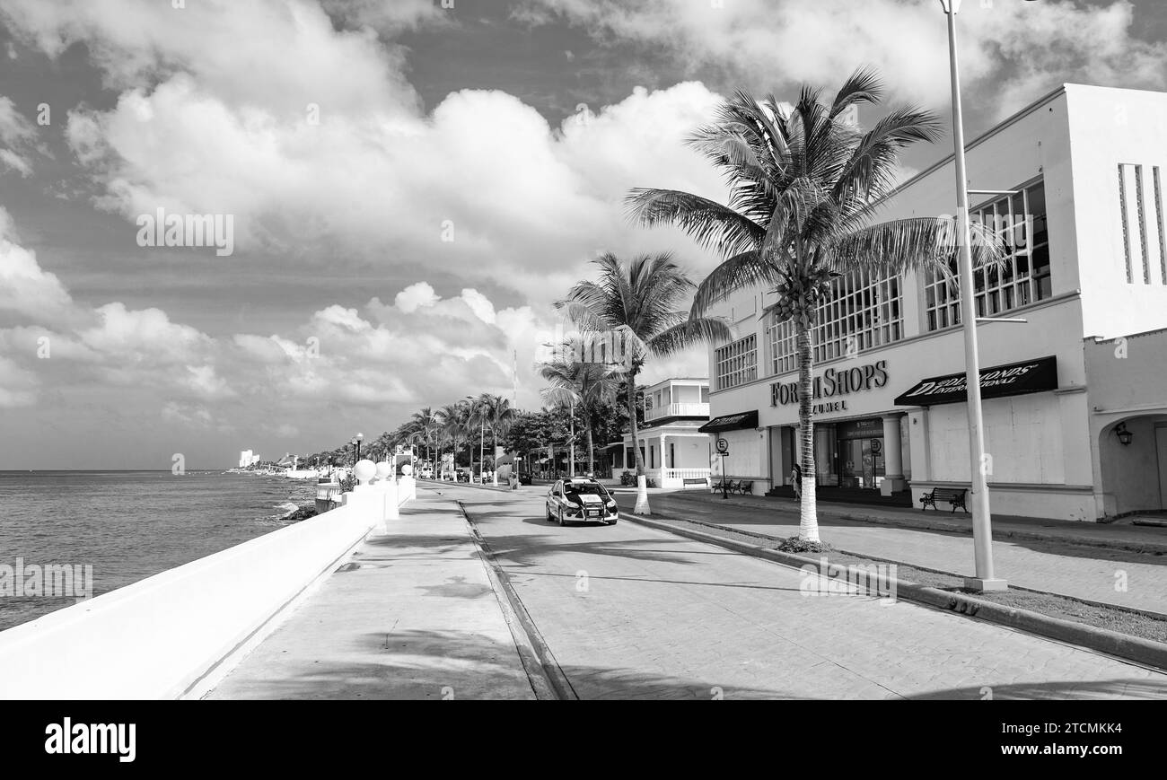 Cozumel, Mexico December 24, 2015 summer promenade avenue road at