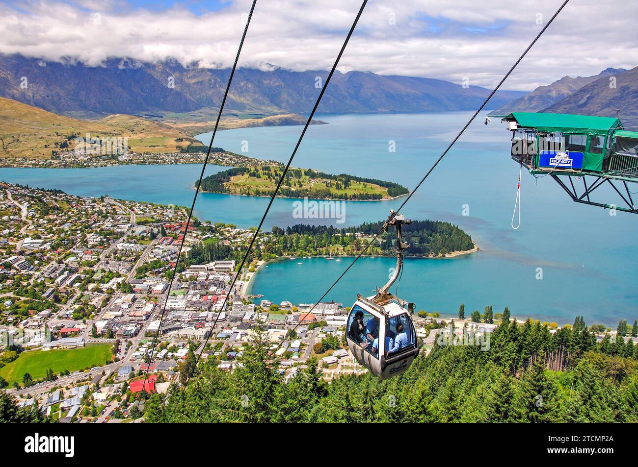 The Luge chairlift, The Skyline Gondola and Luge, Queenstown, Otago Region, South Island, New Zealand Stock Photo