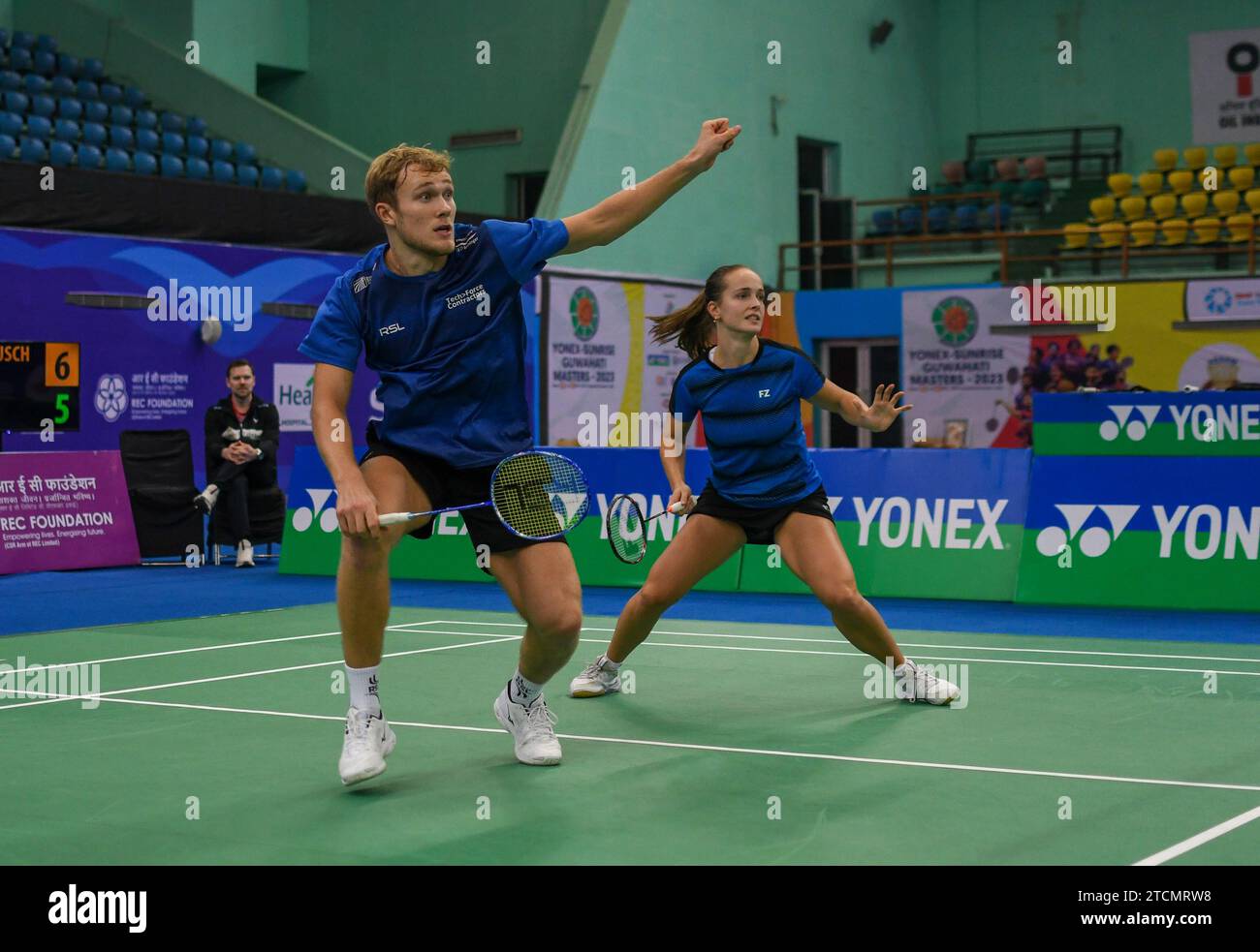 Mads Vestergaard and Christine Busch of Denmark play against Terry Hee