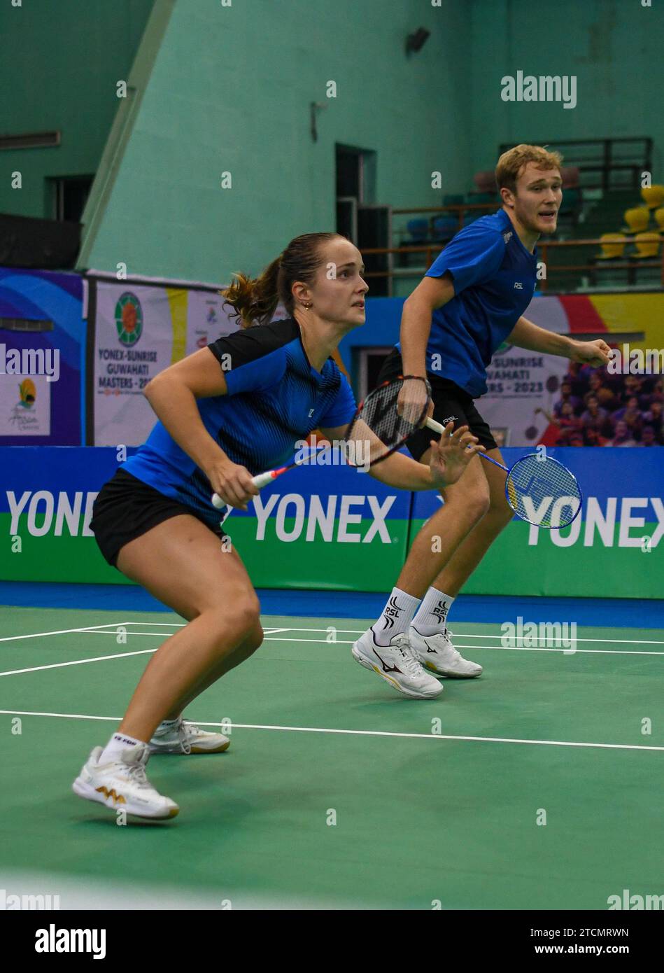 Mads Vestergaard and Christine Busch of Denmark play against Terry Hee