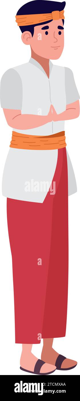 nyepi man praying Stock Vector