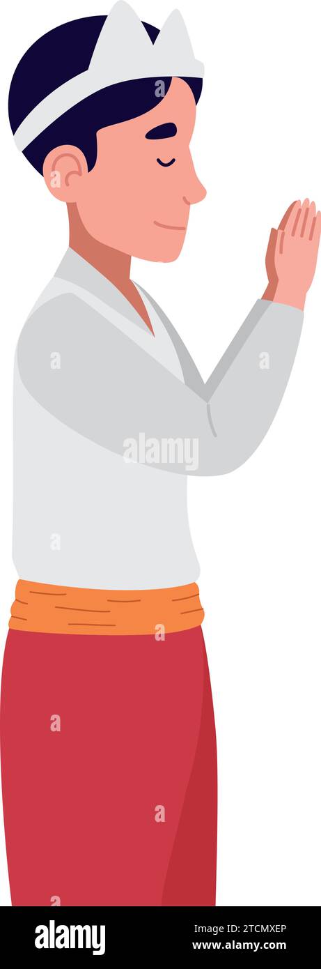nyepi man pray Stock Vector