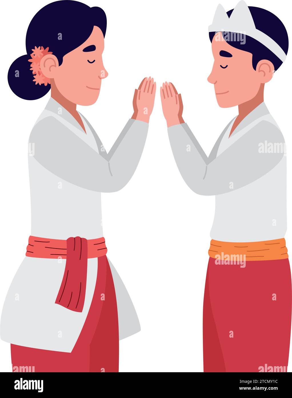 nyepi couple praying Stock Vector