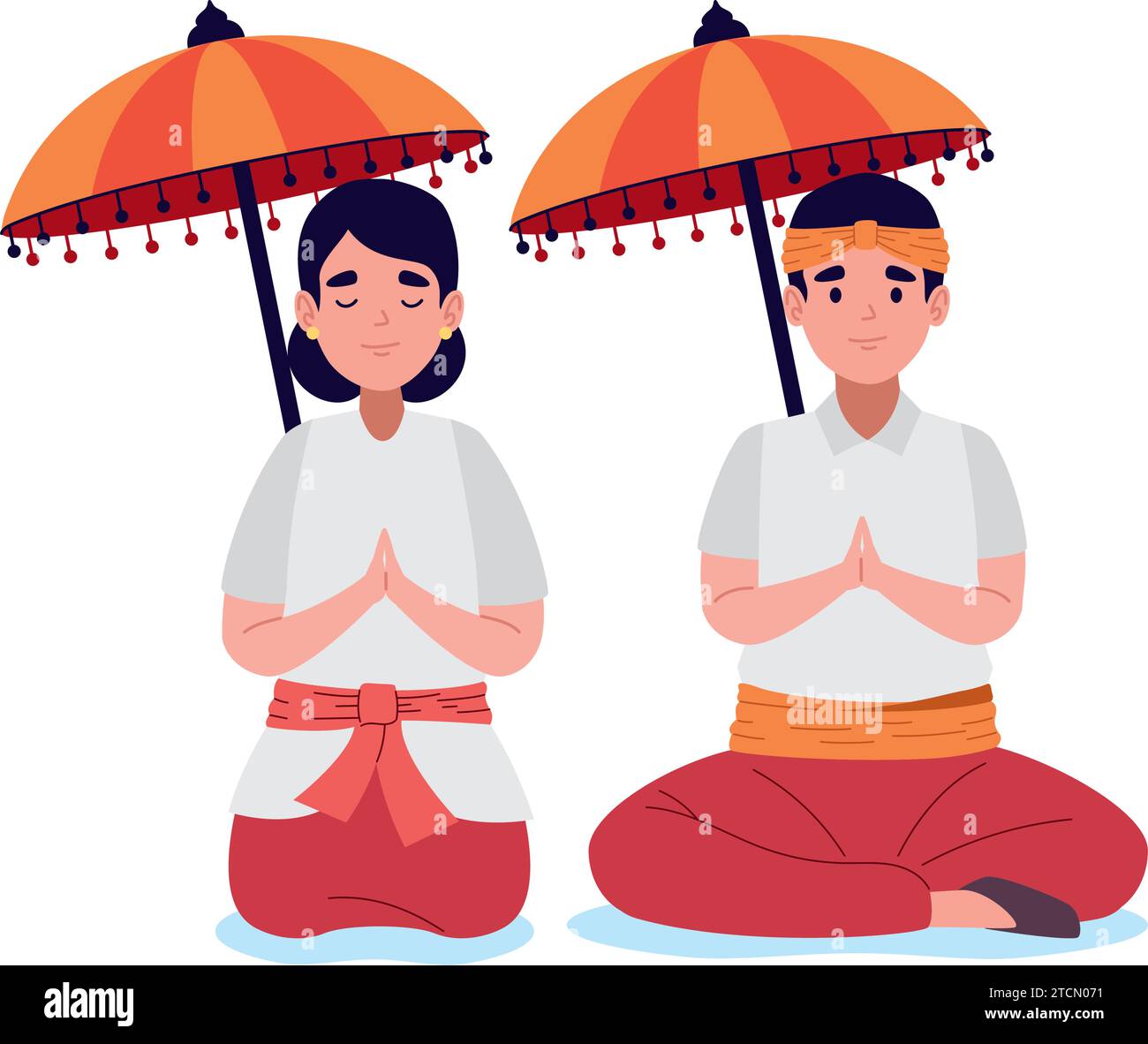 nyepi couple with umbrella Stock Vector