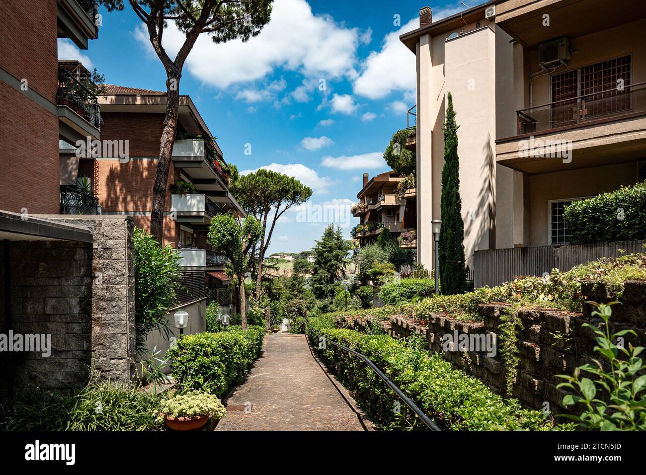 Apartment buildings in one of the neighborhoods in Rome Stock Photo - Alamy
