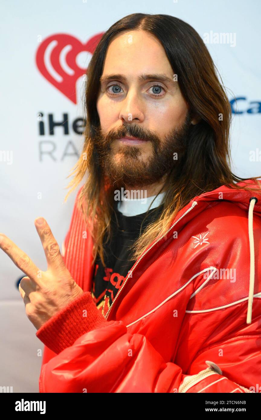 Philadelphia, United States. 12th Dec, 2023. Jared Leto poses on the red  carpet amidst the dazzling lights of Q102's iHeartRadio Jingle Ball, fans  and stars alike gather at the Wells Fargo Center