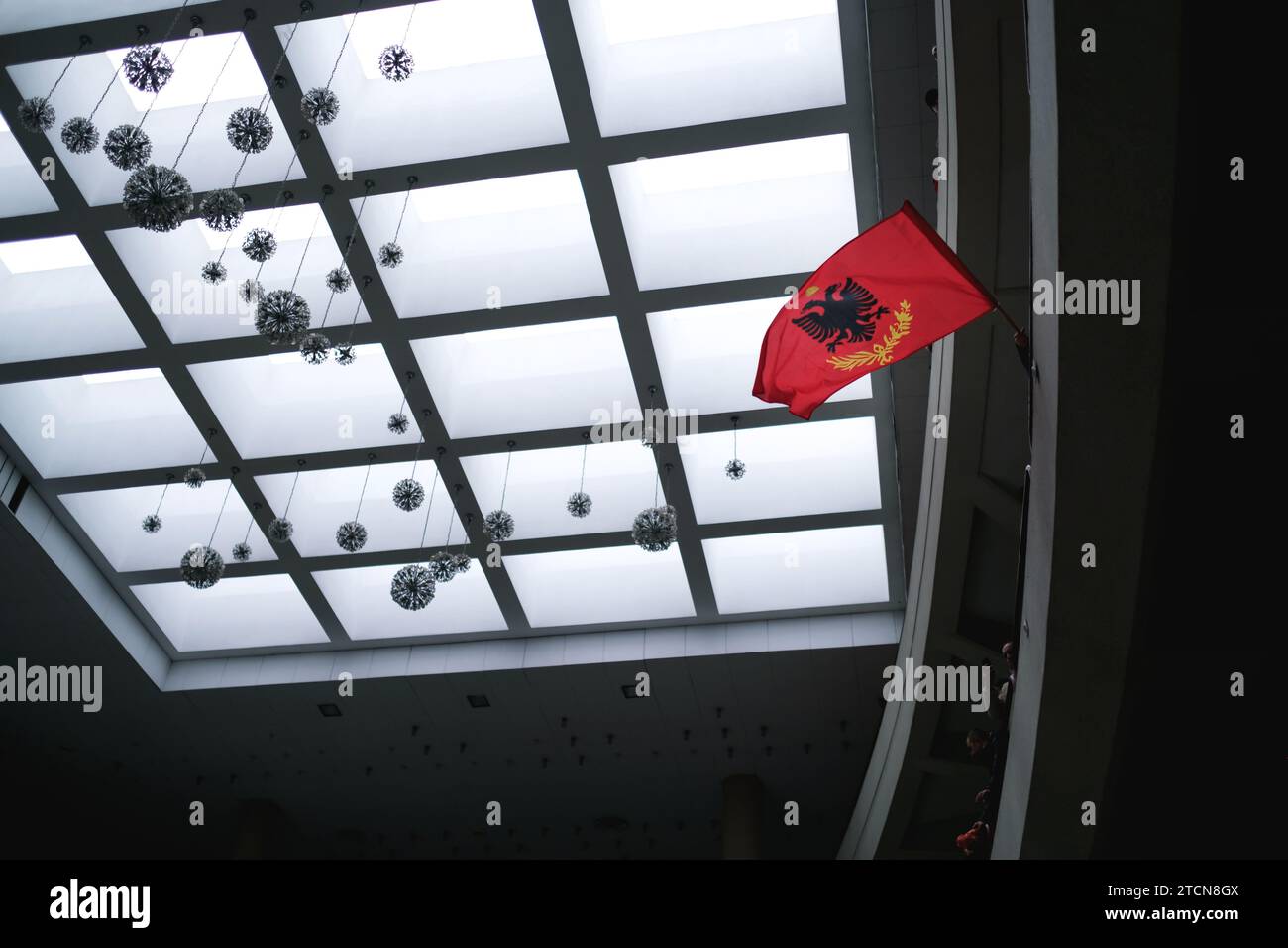 Tirana, Albania - November 28, 2023: Young people holding Albanian