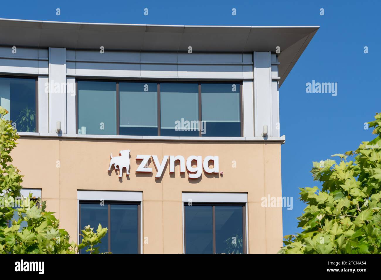 Zynga headquarters in San Mateo, California, USA - June 7, 2023. Zynga Inc. is an American developer running social video game services. Stock Photo