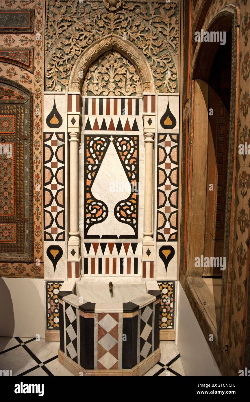 Detail of the Damascus Room on display at Dining With The Sultan: The Fine Art of Feasting; exhibition; Los Angeles County Museum of Art; LACMA; museum; Islamic; art; Los Angeles; California; USA Stock Photo