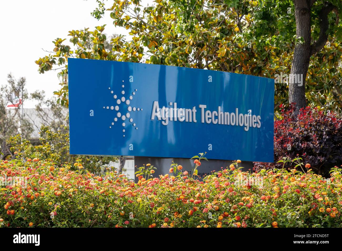 Agilent Technologies signage at its headquarters in Santa Clara, California, USA Stock Photo