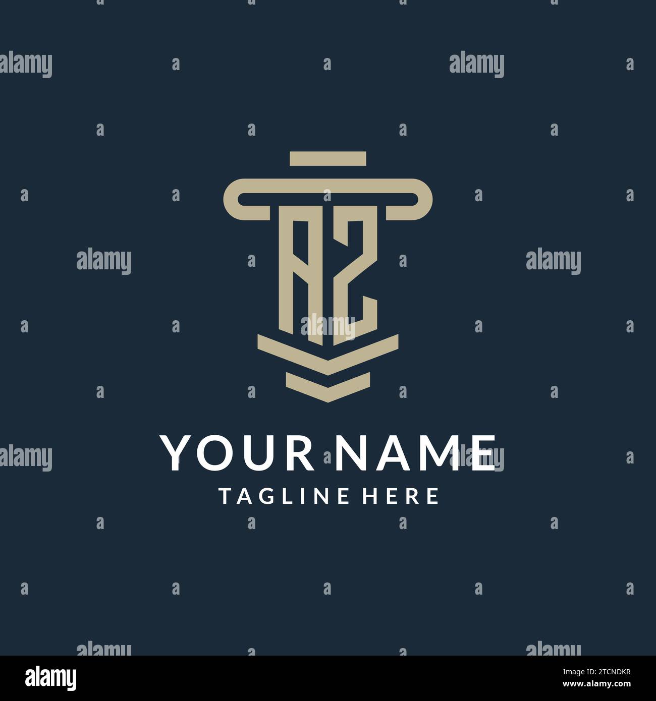 AZ initial logo monogram with simple luxury pillar line vector design ideas Stock Vector