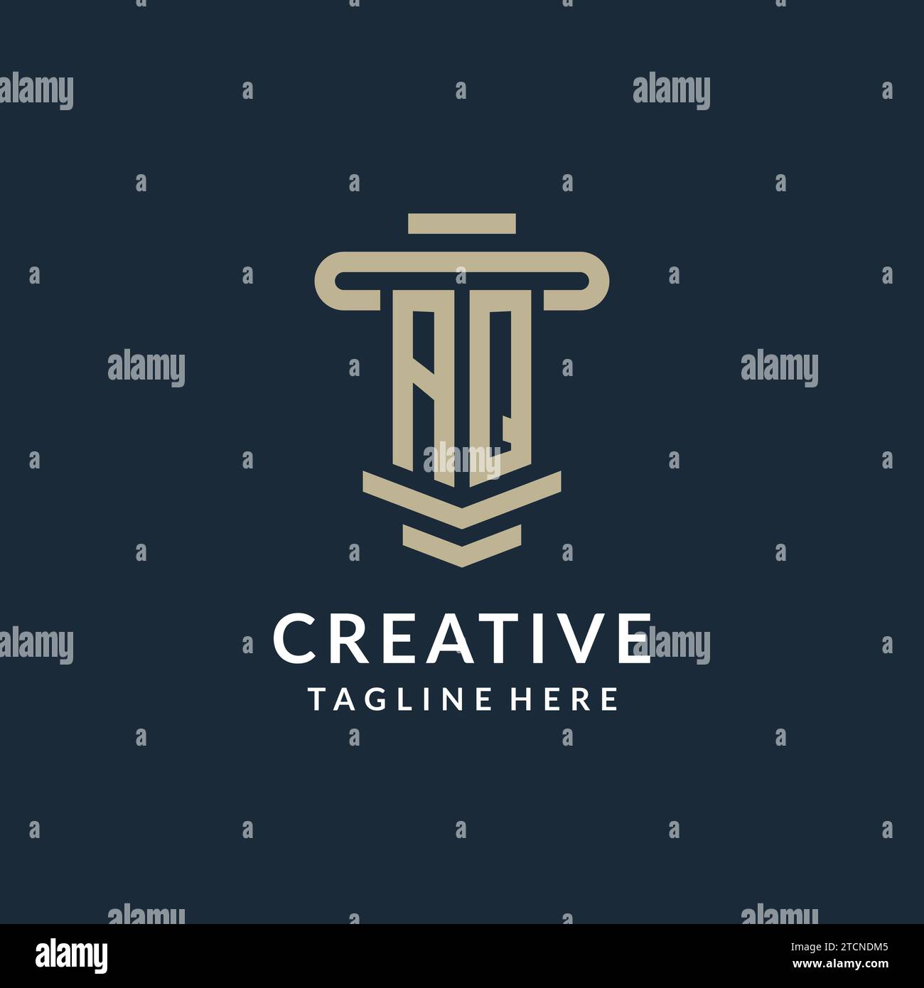 AQ initial logo monogram with simple luxury pillar line vector design ideas Stock Vector