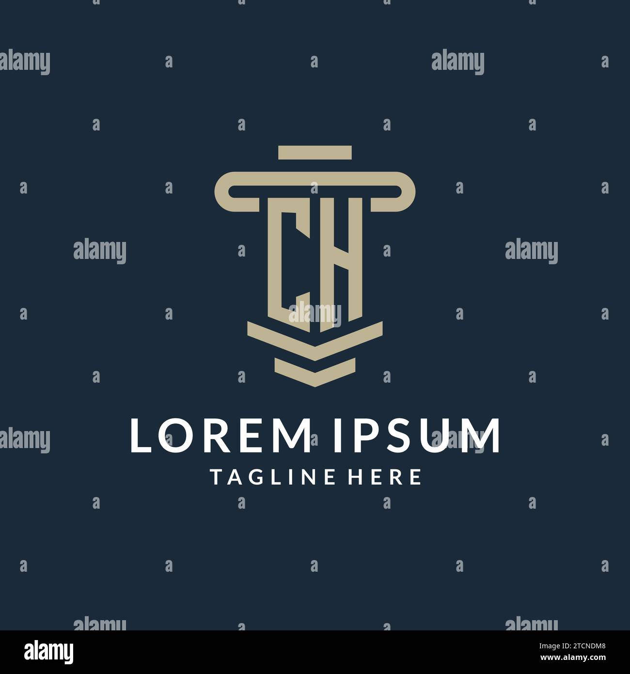 CH initial logo monogram with simple luxury pillar line vector design ideas Stock Vector