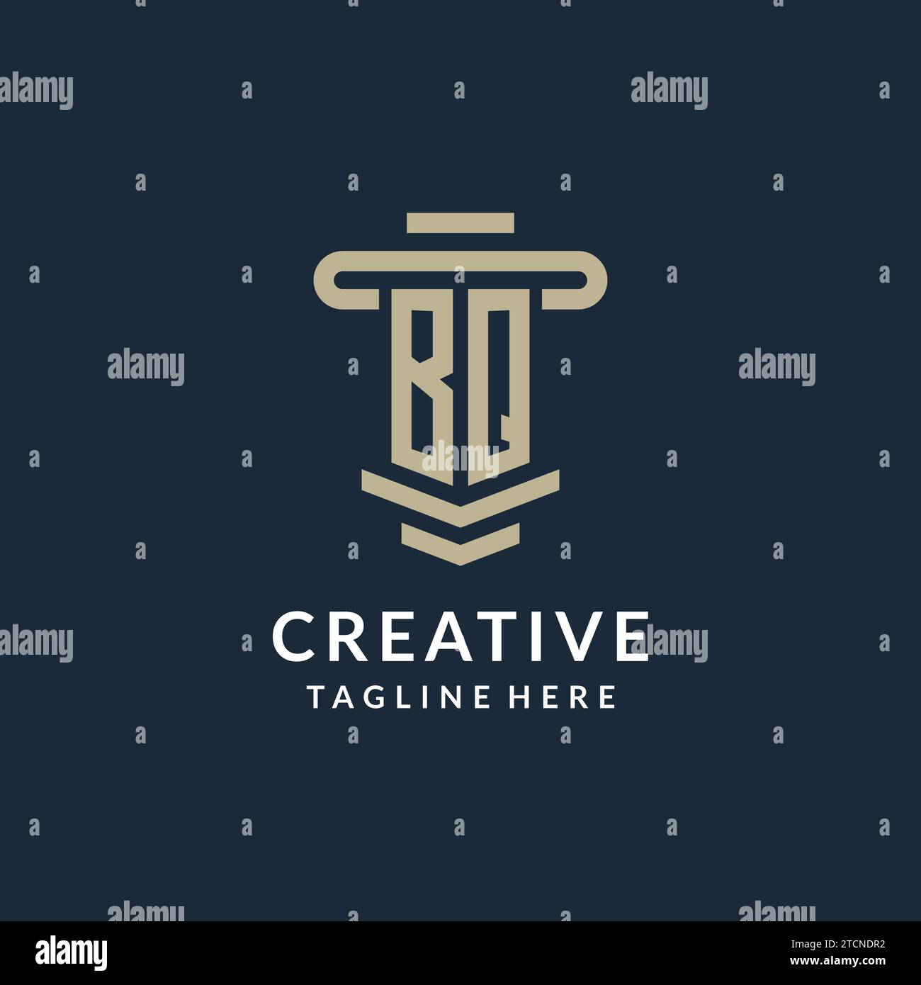 BQ initial logo monogram with simple luxury pillar line vector design ideas Stock Vector