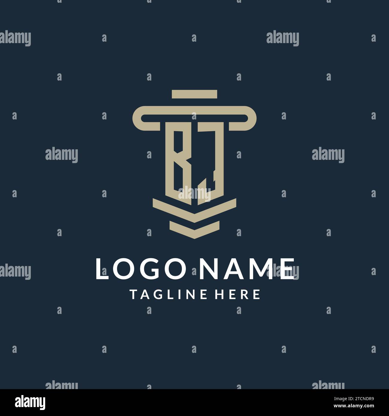 BJ initial logo monogram with simple luxury pillar line vector design ideas Stock Vector