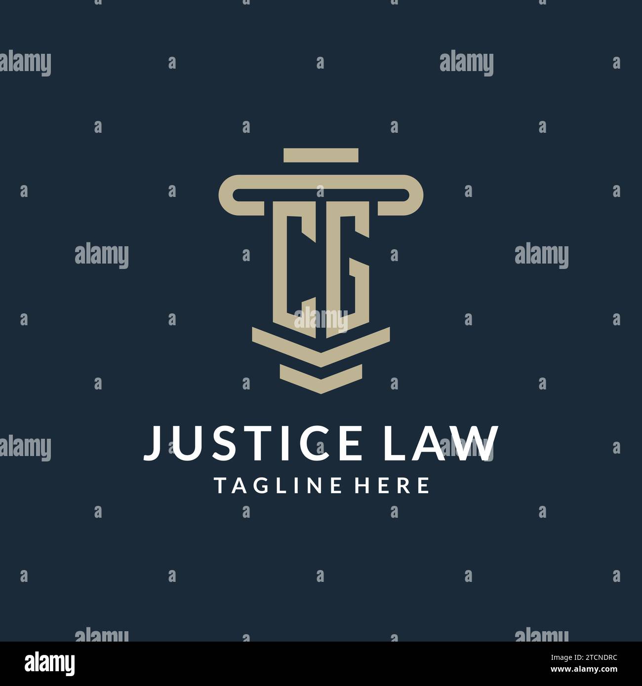 CG initial logo monogram with simple luxury pillar line vector design ideas Stock Vector