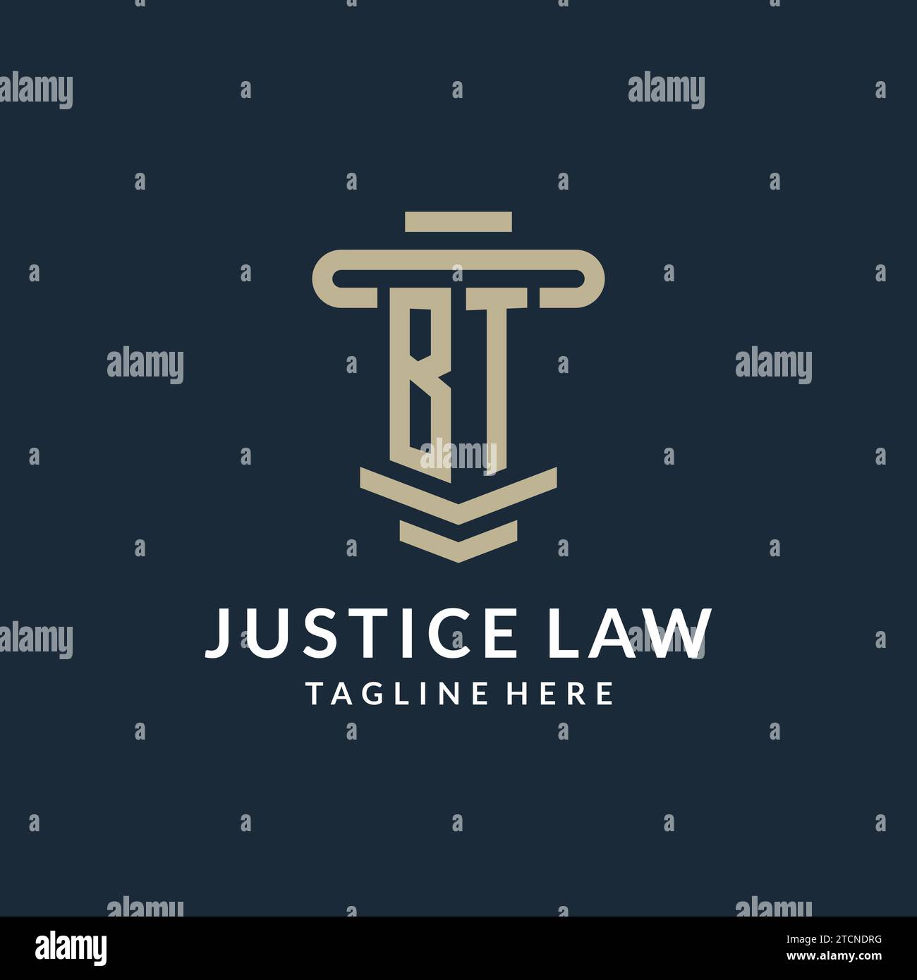 BT initial logo monogram with simple luxury pillar line vector design ideas Stock Vector