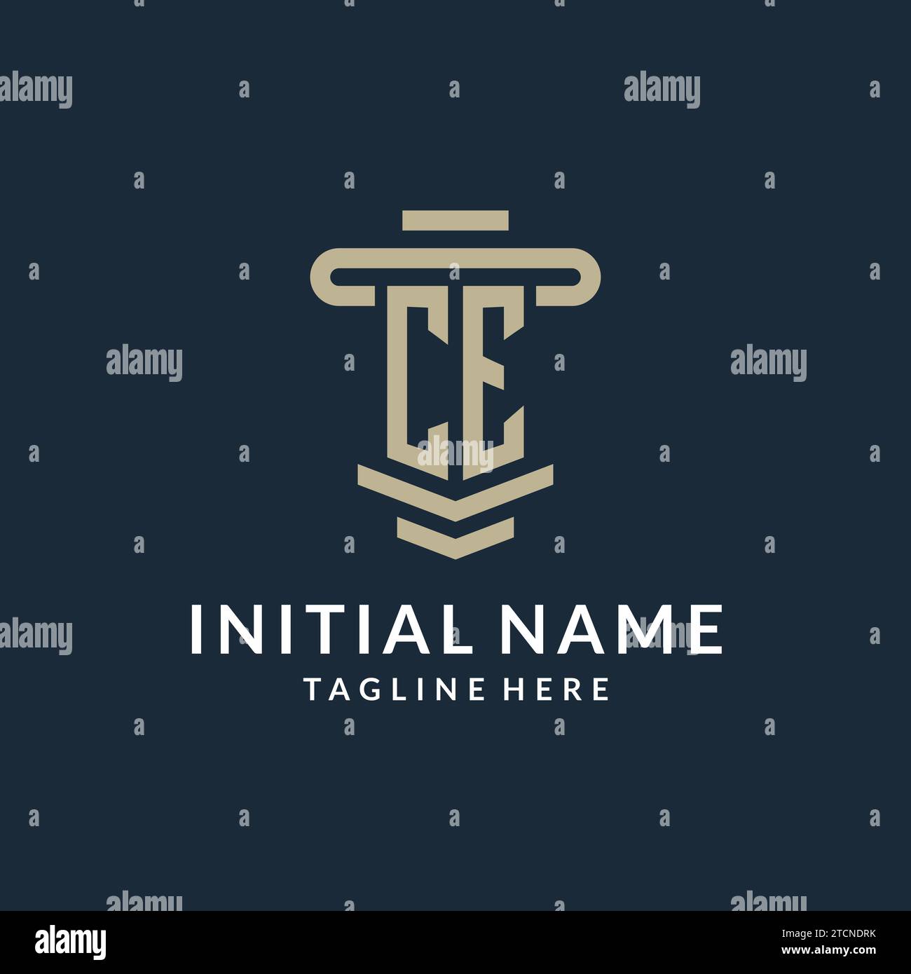 CE initial logo monogram with simple luxury pillar line vector design ideas Stock Vector