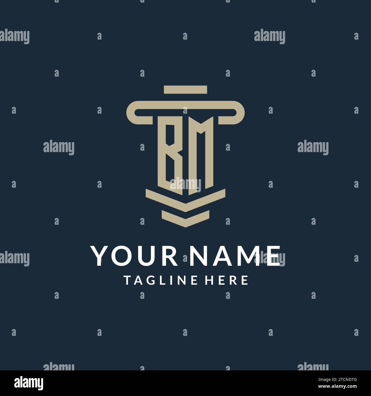 BM initial logo monogram with simple luxury pillar line vector design ideas Stock Vector