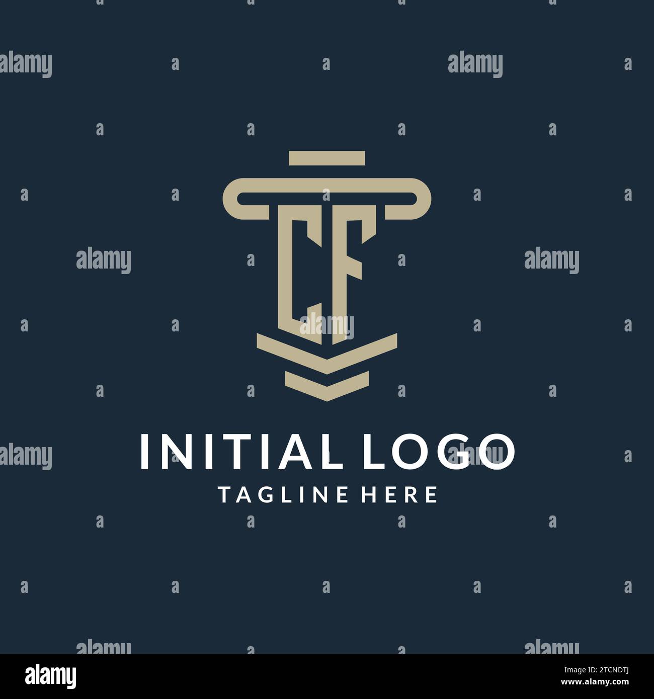 CF initial logo monogram with simple luxury pillar line vector design ideas Stock Vector