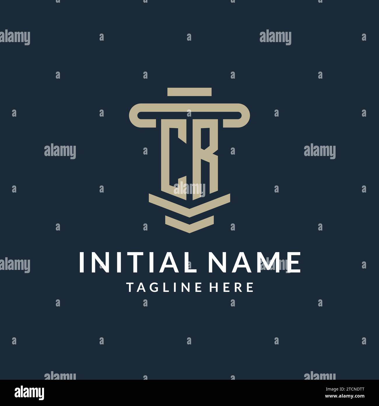 CR initial logo monogram with simple luxury pillar line vector design ideas Stock Vector