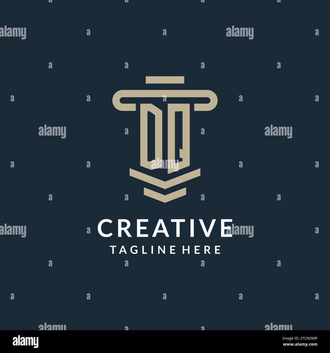 DQ initial logo monogram with simple luxury pillar line vector design ideas Stock Vector