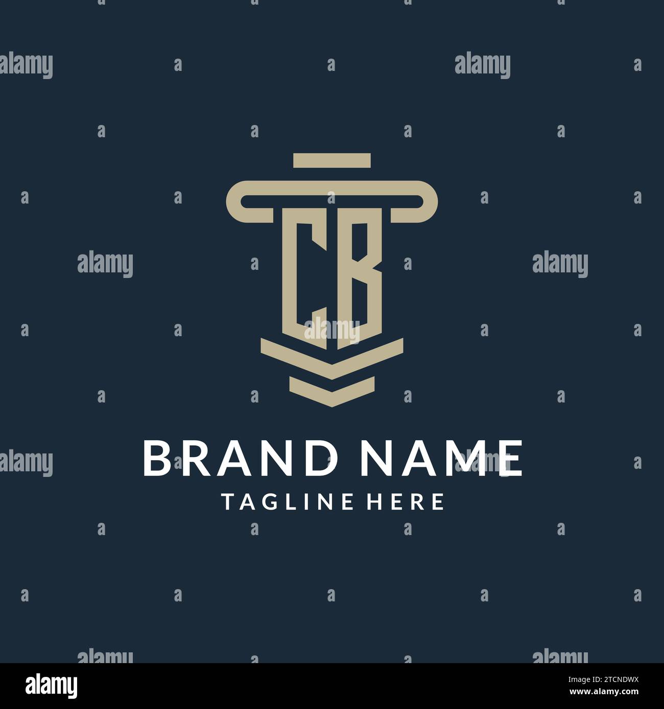 CB initial logo monogram with simple luxury pillar line vector design ideas Stock Vector
