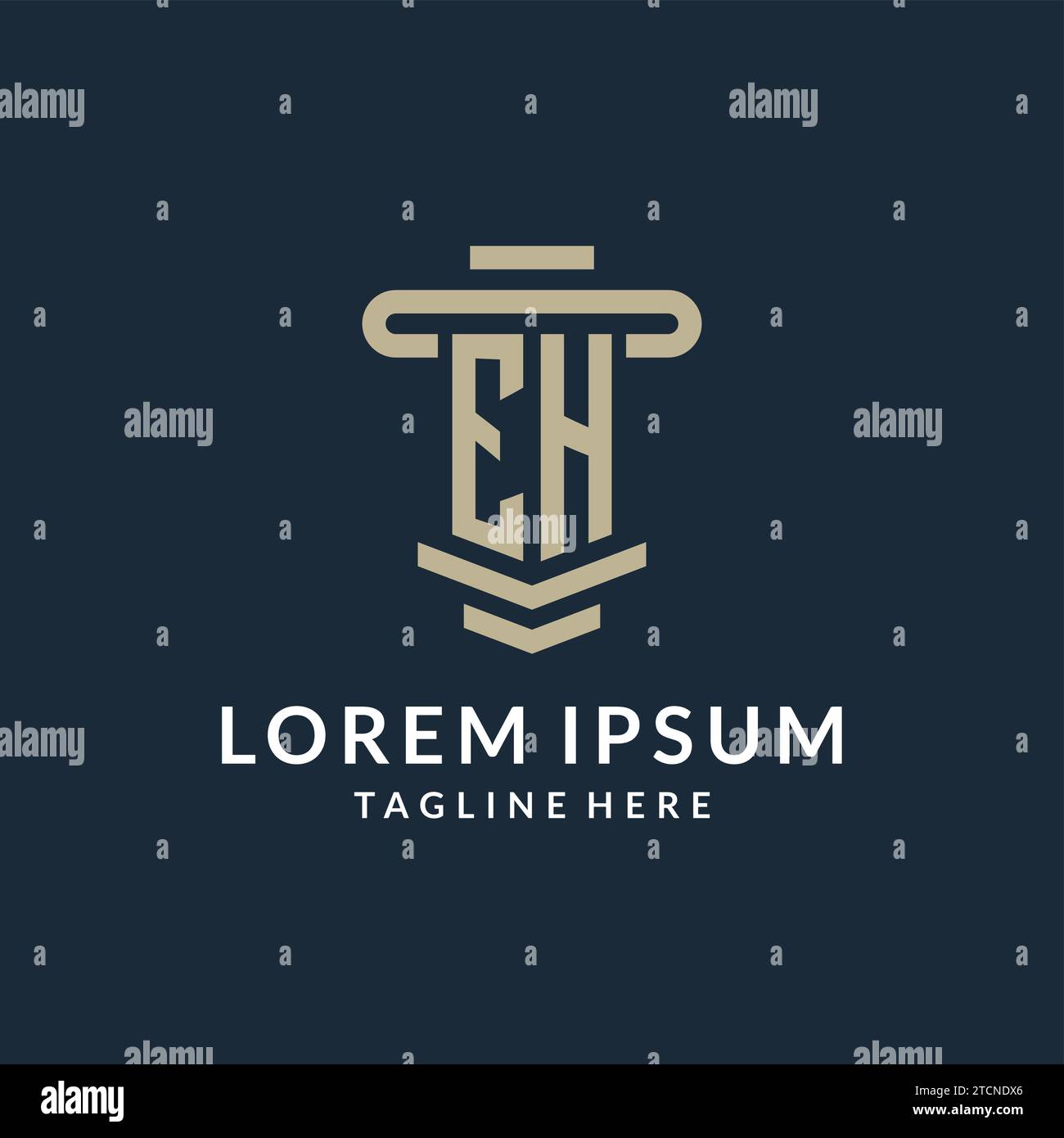 EH initial logo monogram with simple luxury pillar line vector design ideas Stock Vector
