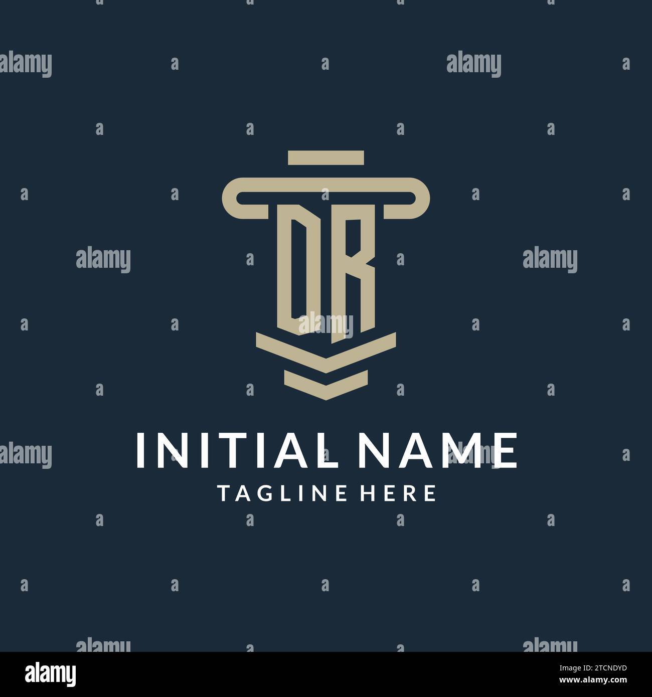 DR initial logo monogram with simple luxury pillar line vector design ideas Stock Vector