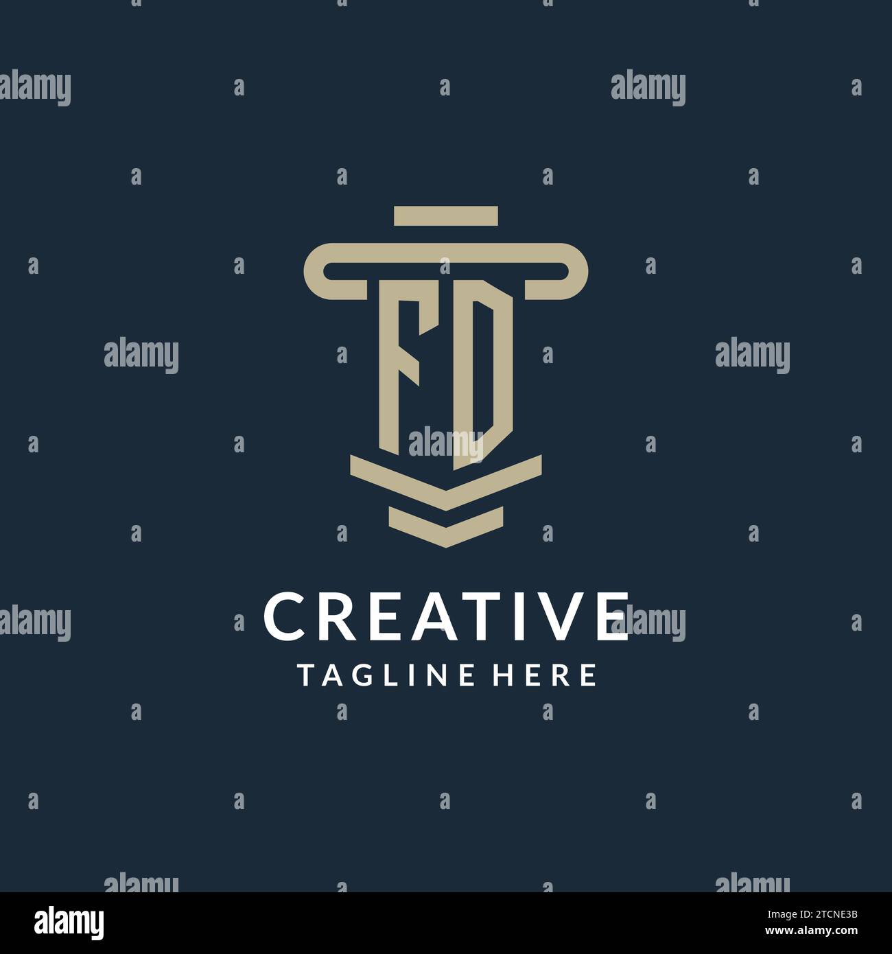 FD initial logo monogram with simple luxury pillar line vector design ideas Stock Vector