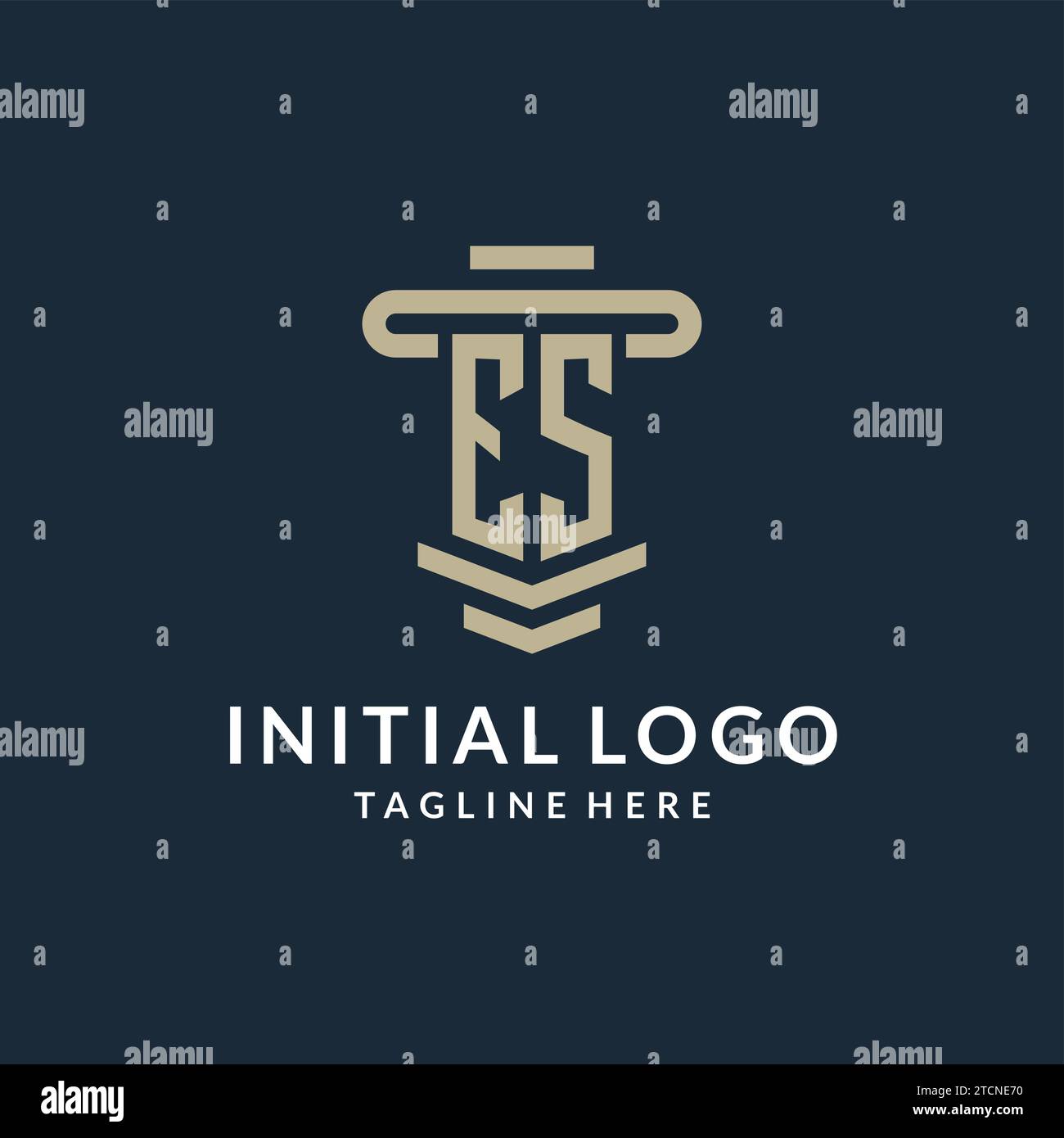 ES initial logo monogram with simple luxury pillar line vector design ideas Stock Vector