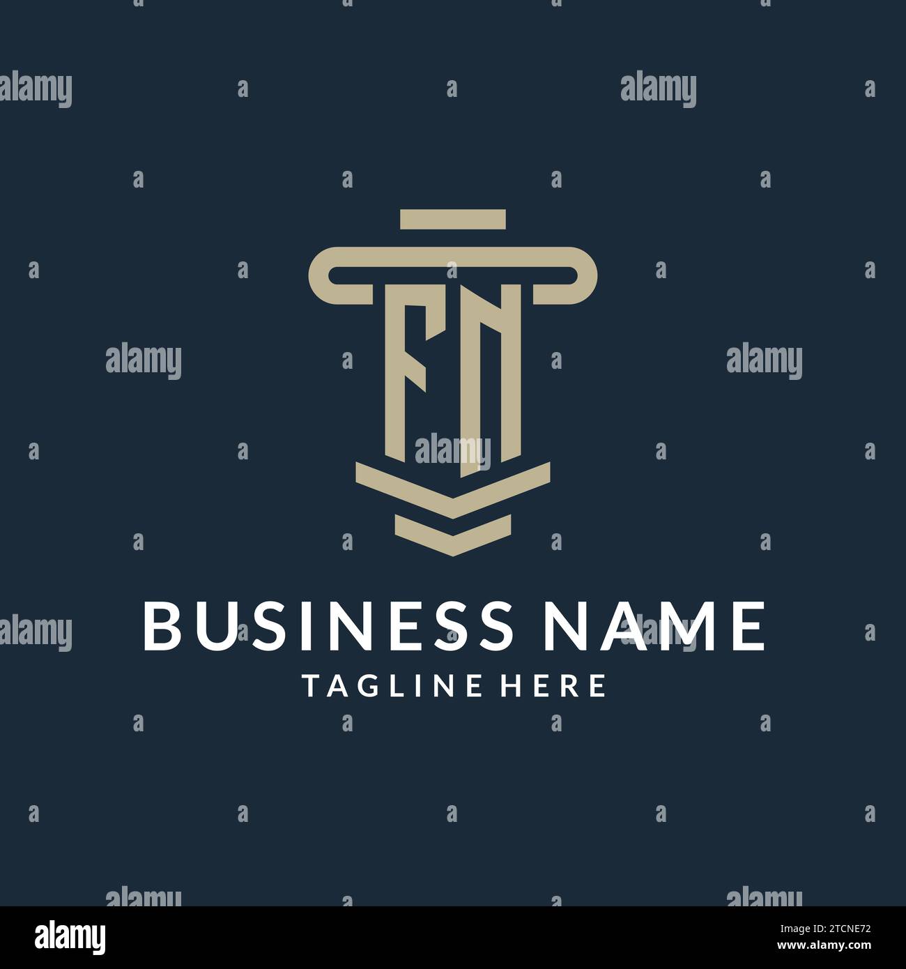 FN initial logo monogram with simple luxury pillar line vector design ideas Stock Vector