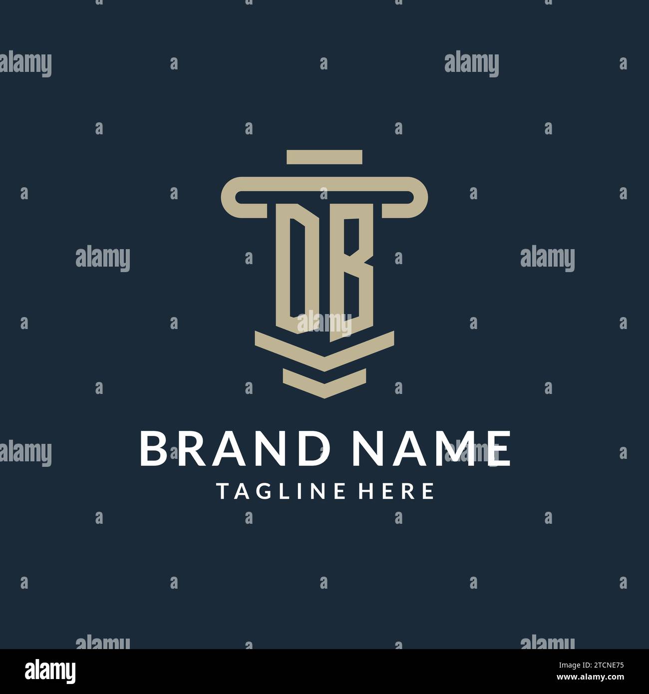 DB initial logo monogram with simple luxury pillar line vector design ...