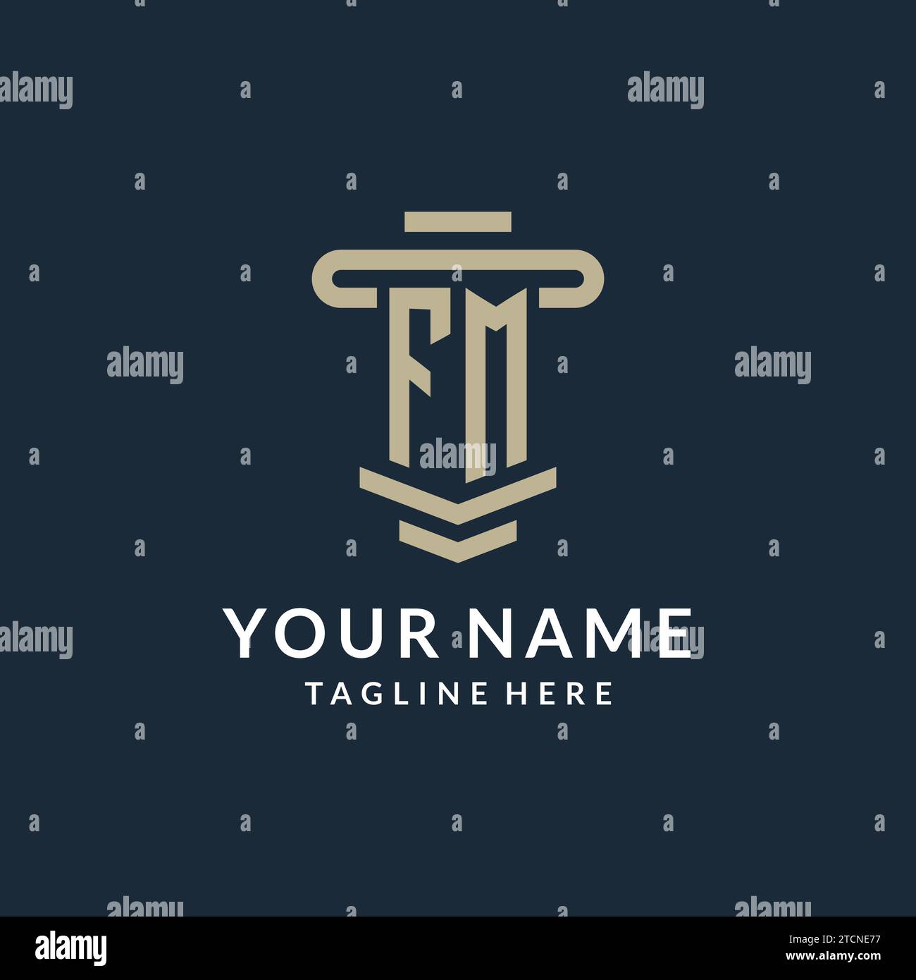 FM initial logo monogram with simple luxury pillar line vector design ideas Stock Vector