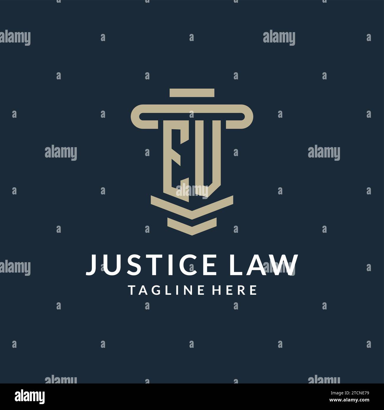 EV initial logo monogram with simple luxury pillar line vector design ideas Stock Vector
