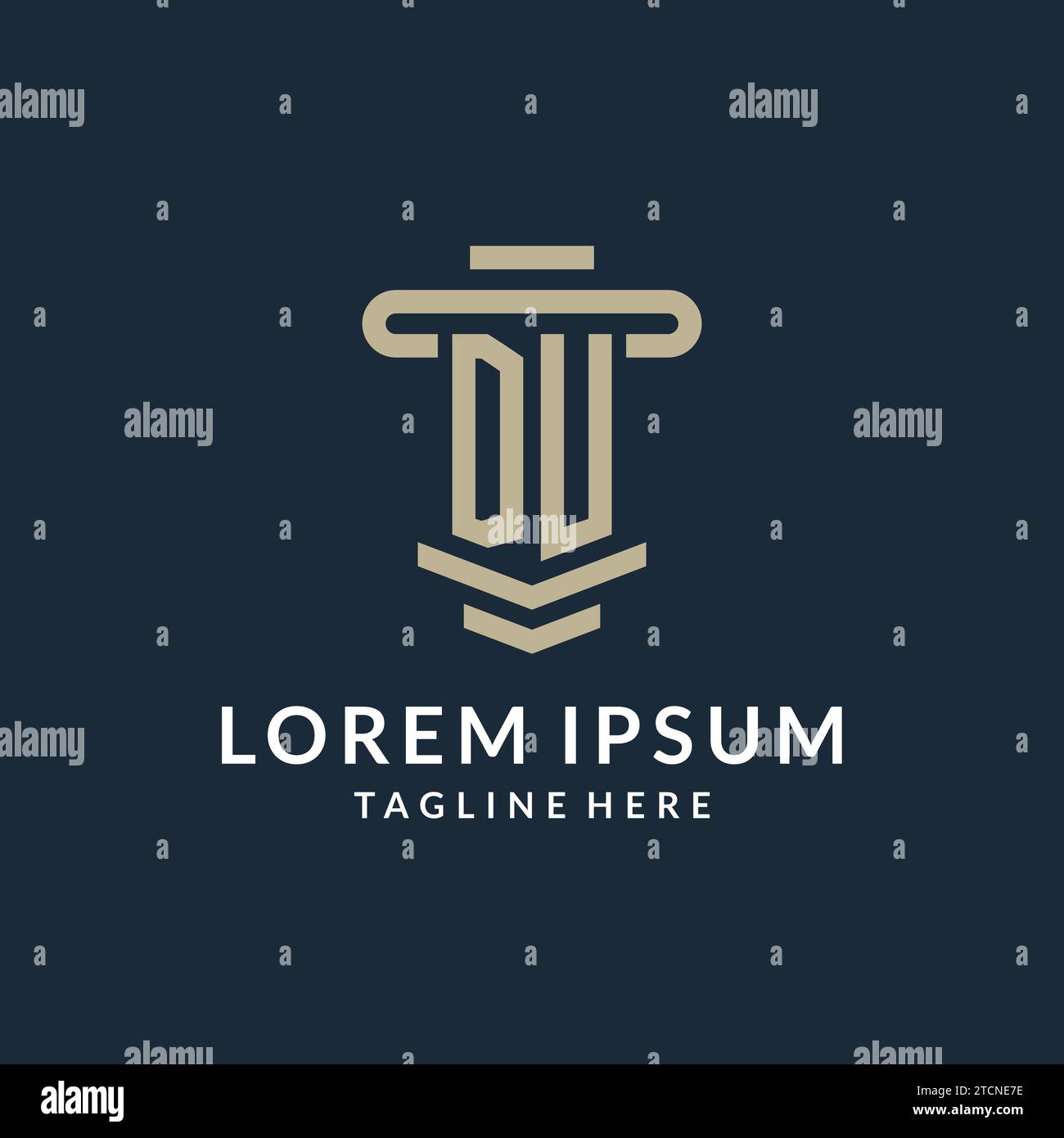 DU initial logo monogram with simple luxury pillar line vector design ideas Stock Vector