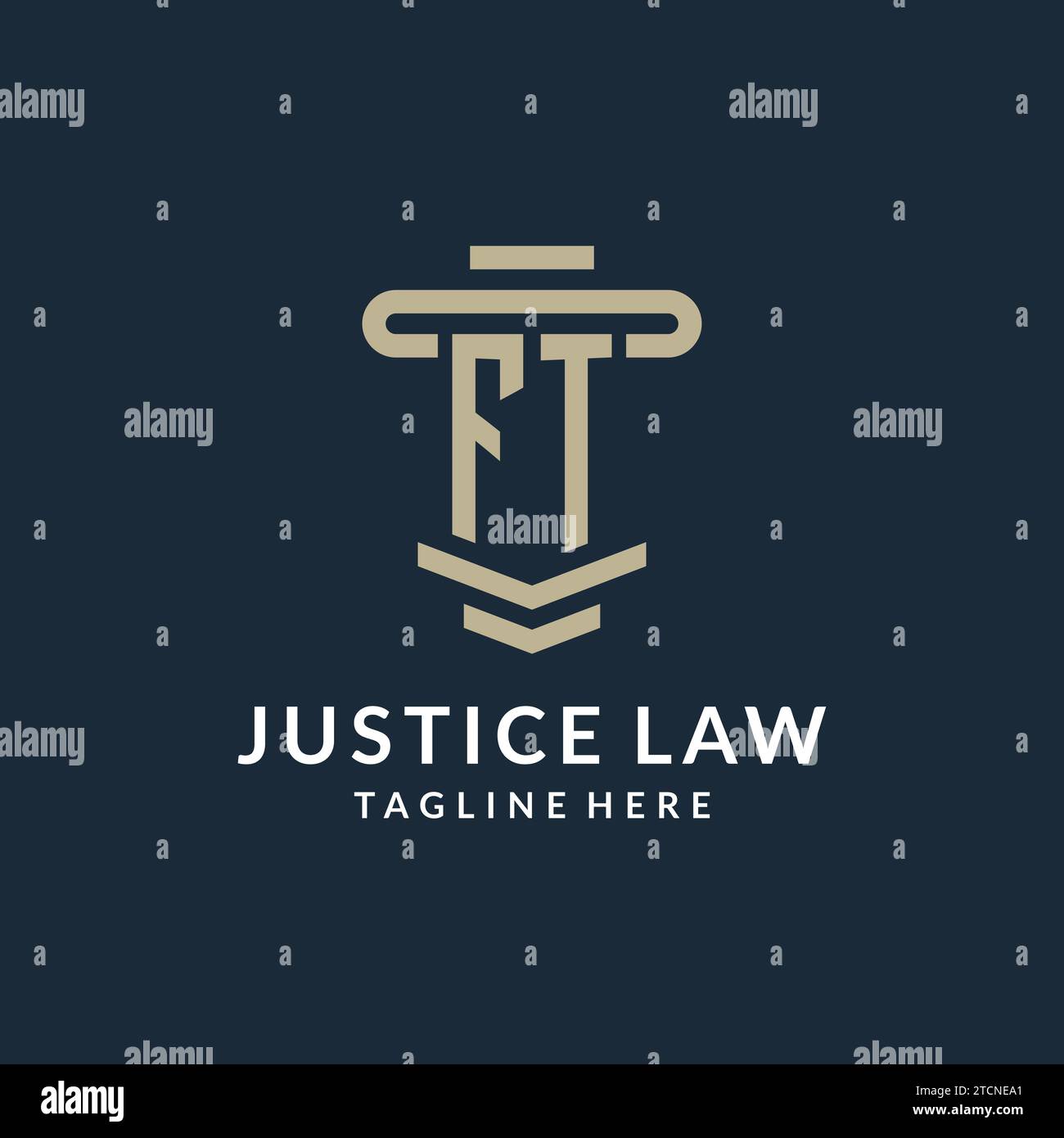 FT initial logo monogram with simple luxury pillar line vector design ideas Stock Vector