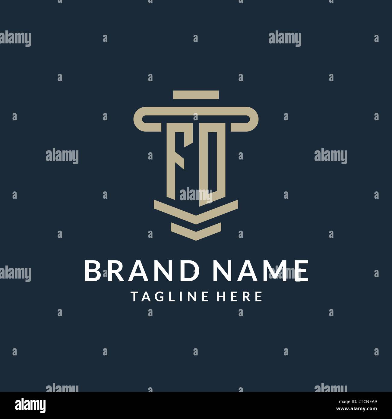 FO initial logo monogram with simple luxury pillar line vector design ideas Stock Vector