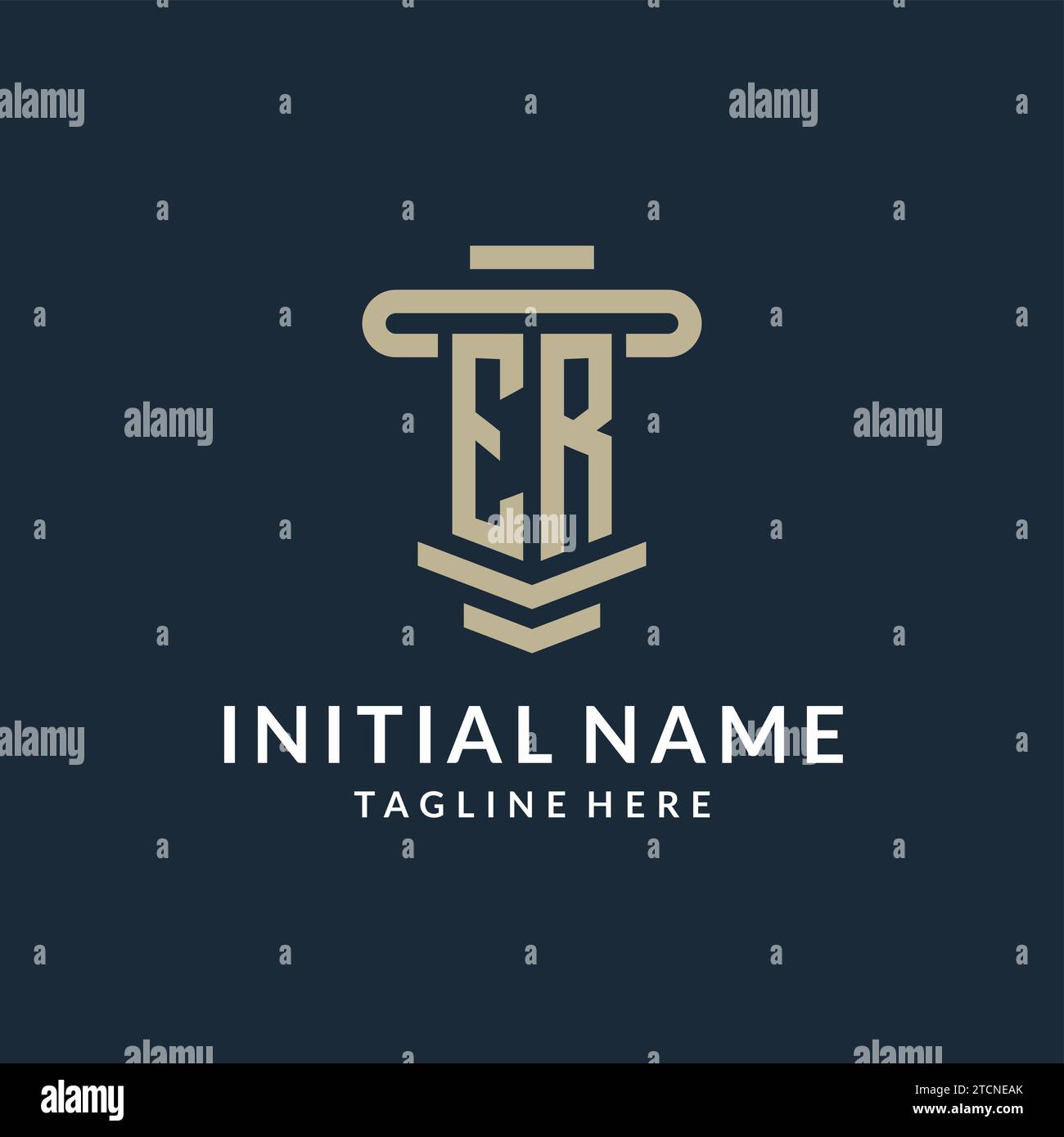 ER initial logo monogram with simple luxury pillar line vector design ideas Stock Vector