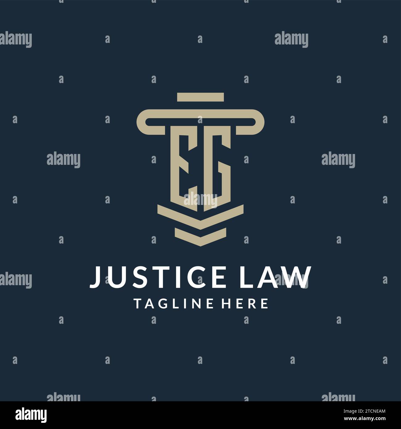 EG initial logo monogram with simple luxury pillar line vector design ideas Stock Vector