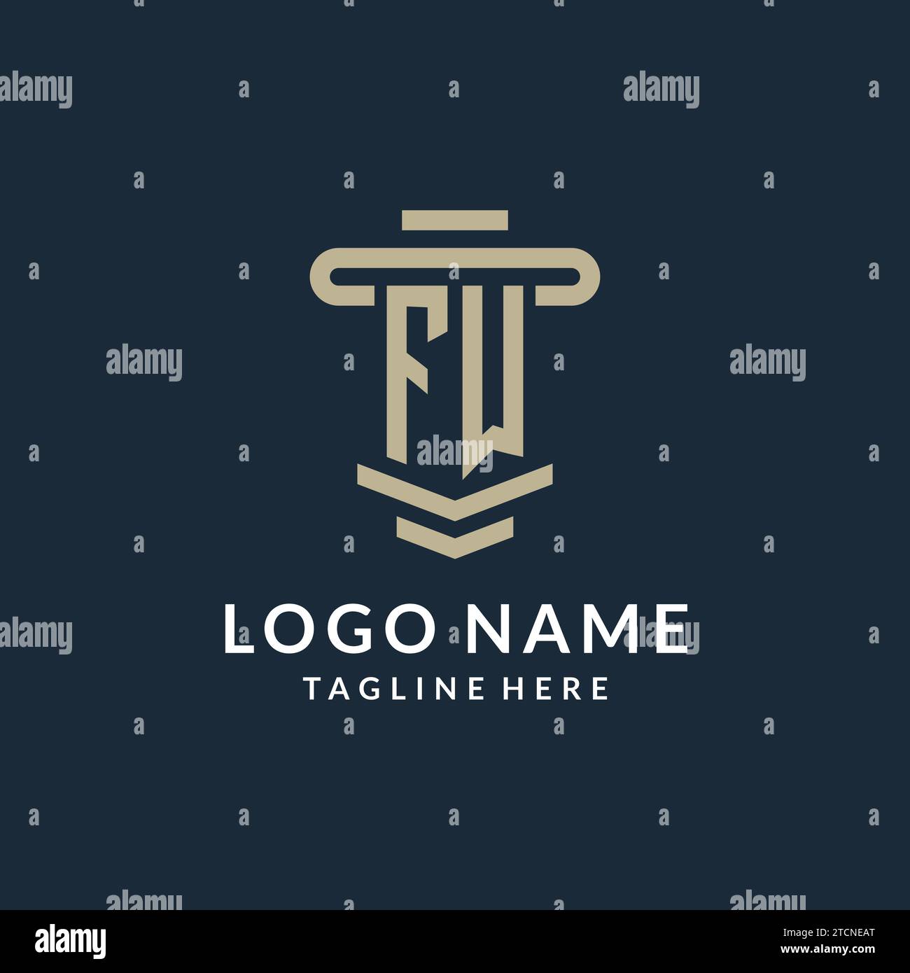 FW initial logo monogram with simple luxury pillar line vector design ideas Stock Vector